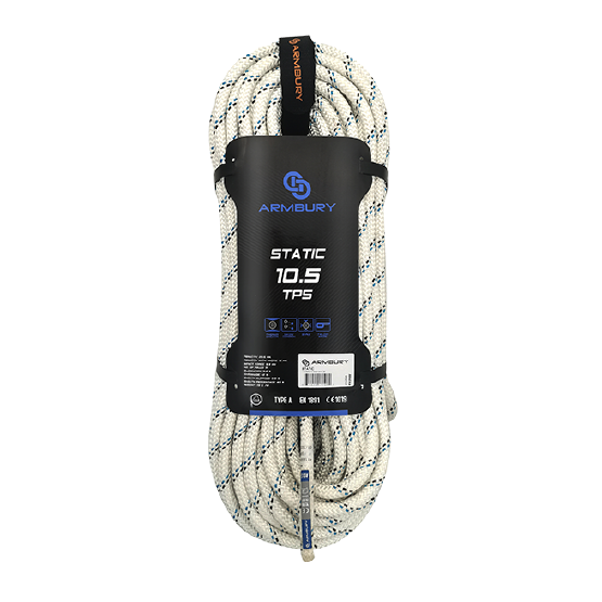 TPS 10.5 CUERDA SEMIESTATICA 10.5mm (PRESENTACIÓN MÁX 400MTS) BLANCO / NEGRO / CELESTE 25.5 KN S105TPS ARMBURY