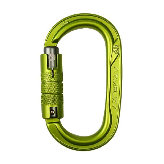 MOSQUETÓN ERGONÓMICO OVAL VERDE SEGURO CON ROSCA OASIS OVAL CARABINER SCREW LOCK ARMBURY