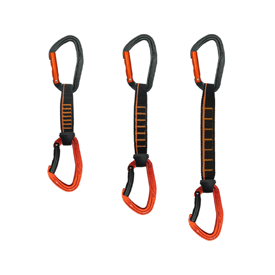 CINTA EXPRÉS MOSQUETÓN ERGONÓMICO DUO 16CM NEGRO-NARANJA SEGURO AUTOMÁTICO MIX RECTO + CURVO ACE QD PA16/25 16CM ARMBURY