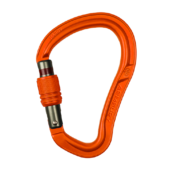 MOSQUETÓN ERGONÓMICO HMS NARANJA SEGURO CON ROSCA HARDY HMS CARABINER SCREW LOCK ARMBURY