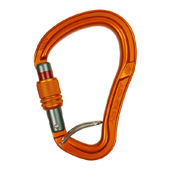 MOSQUETÓN ERGONÓMICO HMS NARANJA SEGURO CON ROSCA + PIN SEPARADOR HARDY HMS CARABINER SCREW LOCK WIRE PIN ARMBURY