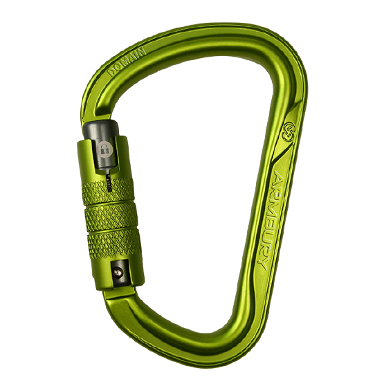 MOSQUETÓN ERGONÓMICO D VERDE DOBLE SEGURO AUTOMÁTICO DOMAIN D CARABINER TWIST LOCK ARMBURY
