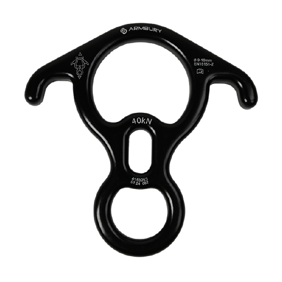 DESCENSOR TIPO OCHO CON OREJAS NEGRO FIGURE 8 RES ARMBURY